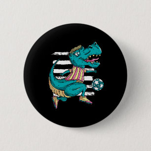 T-rex Dinosaur Spelar Fotboll - Trex Design Knapp
