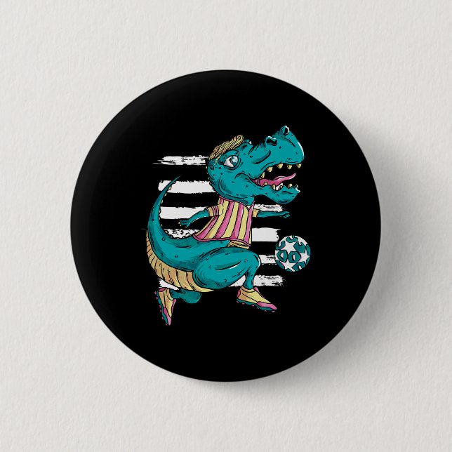 T-rex Dinosaur Spelar Fotboll - Trex Design  Knapp (Framsida)