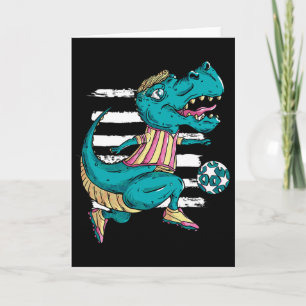 T-rex-dinosaur spelar fotboll - Trex-design Kort
