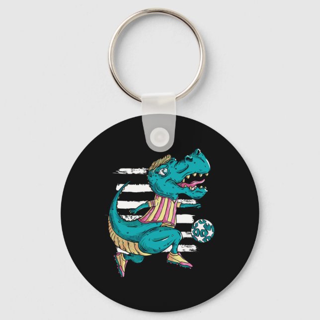 T-rex-dinosaur spelar fotboll - Trex-design  Nyckelring (Framsida)