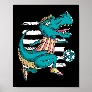 T-rex Dinosaur Spelar Fotboll - Trex Design Poster