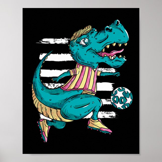 T-rex Dinosaur Spelar Fotboll - Trex Design  Poster (Framsidan)