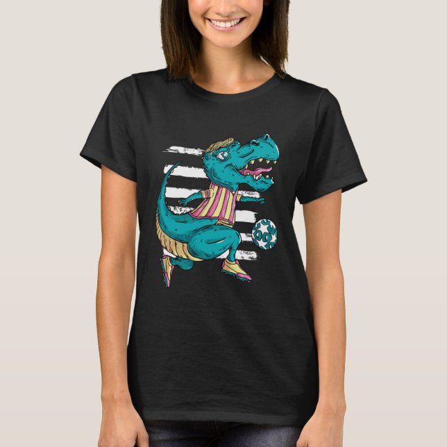 T-rex Dinosaur Spelar Fotboll - Trex Design  T Shirt (Framsida)