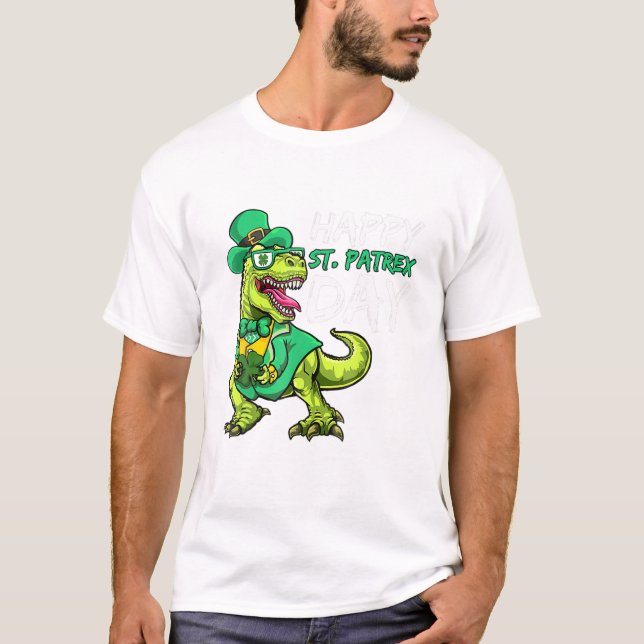 T Rex Dinosaur, St. Patrick's Day Småbarn Boys Shirt (Framsida)