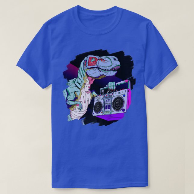 T Rex Dinosaur Stereo Techno Tyrannosaurus Rex Dj Shirt (Design framsida)