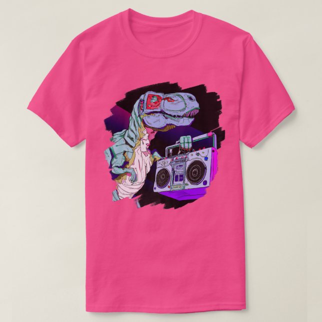 T Rex Dinosaur Stereo Techno Tyrannosaurus Rex Dj  Shirt (Design framsida)