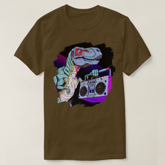 T Rex Dinosaur Stereo Techno Tyrannosaurus Rex Dj Shirt (Design framsida)