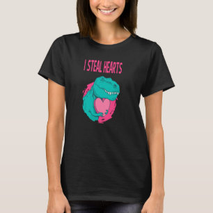 T Rex Dinosaur Stiehlt Hearts Kärlek Valentine Day Shirt