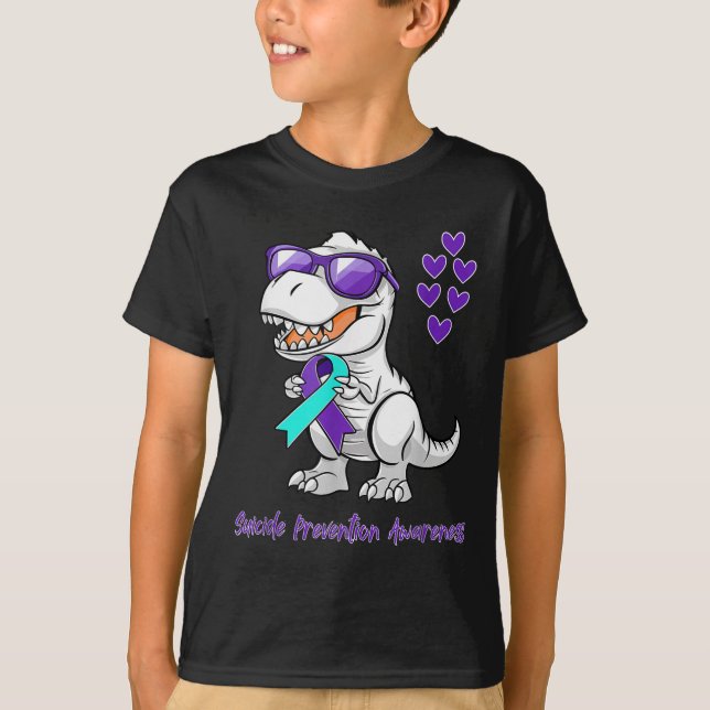 T-rex Dinosaur Suicide Förebyggande Medvetenhet Da T Shirt (Framsida)
