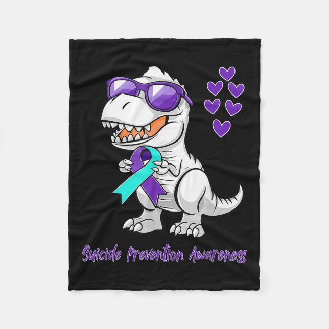 T-rex Dinosaur Suicide Prevention Awareness Day Di Fleecefilt (Framsidan)