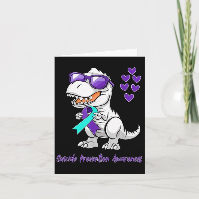 T-rex Dinosaur Suicide Prevention Awareness Day Di Kort (Framsida)