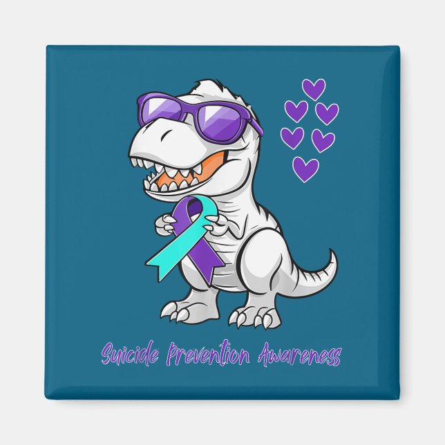 T-rex Dinosaur Suicide Prevention Awareness Day Di Magnet (Framsidan)