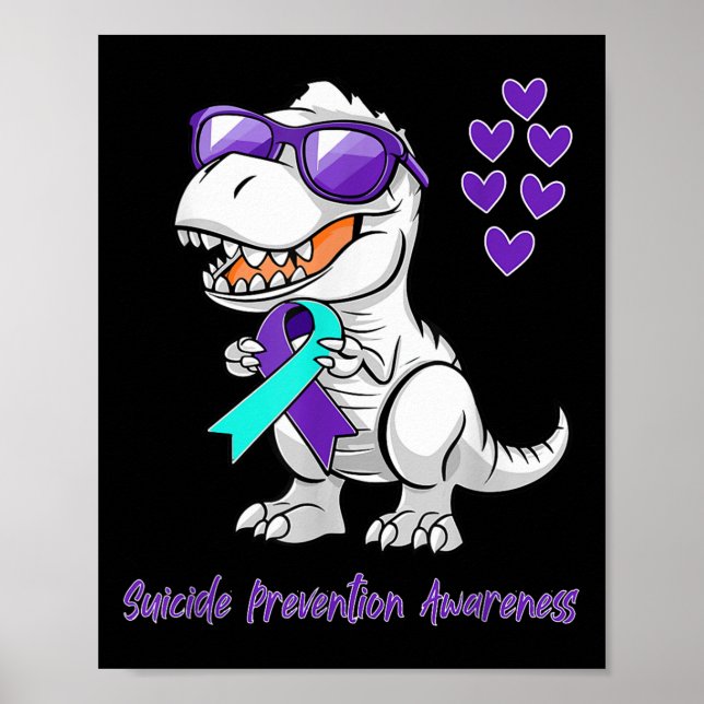 T-rex Dinosaur Suicide Prevention Awareness Day Di Poster (Framsidan)