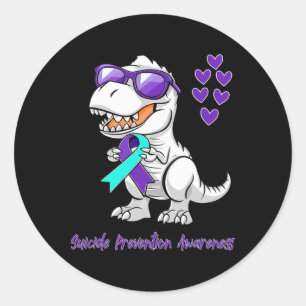 T-rex Dinosaur Suicide Prevention Awareness Day Di Runt Klistermärke