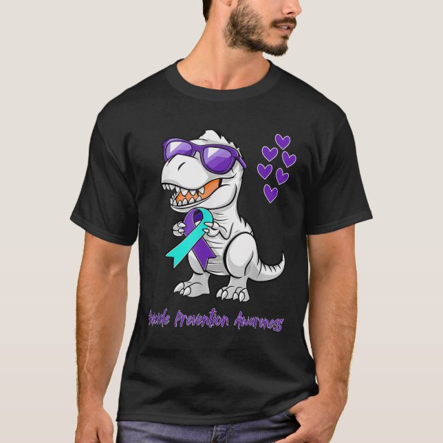 T-rex Dinosaur Suicide Prevention Awareness Day Di T Shirt (Framsida)