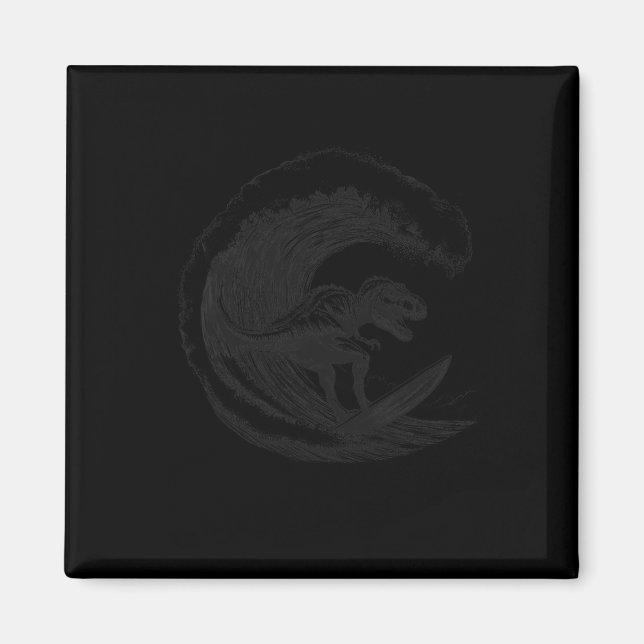 T-rex Dinosaur Surfing Surf Surfbräda Surfare  Magnet (Framsidan)