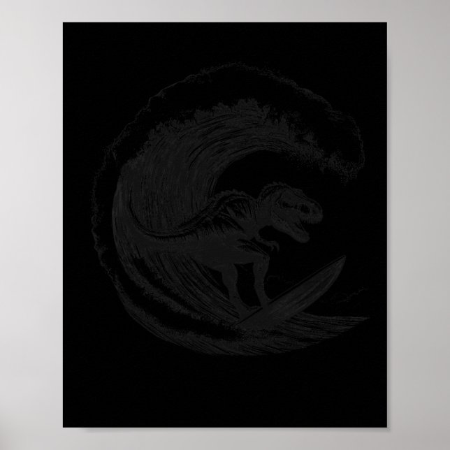 T-rex Dinosaur Surfing Surf Surfbräda Surfare  Poster (Framsidan)