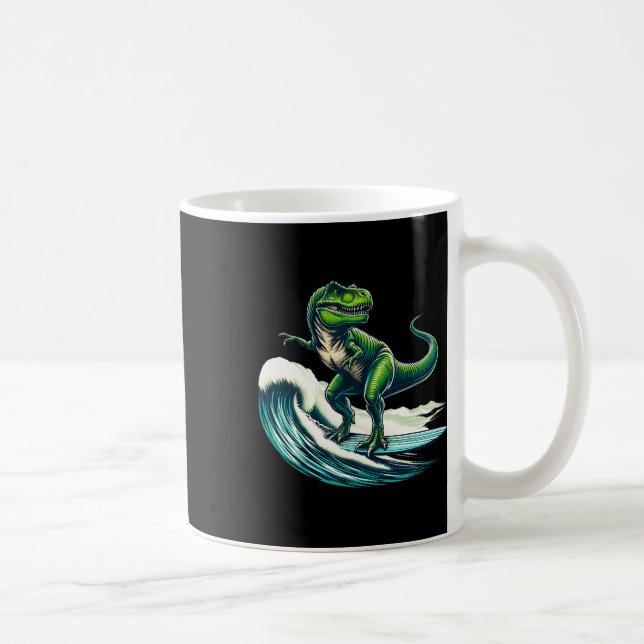 T-rex Dinosaur Surfing Surfar Surfbräda Present Fö Kaffemugg (Höger)