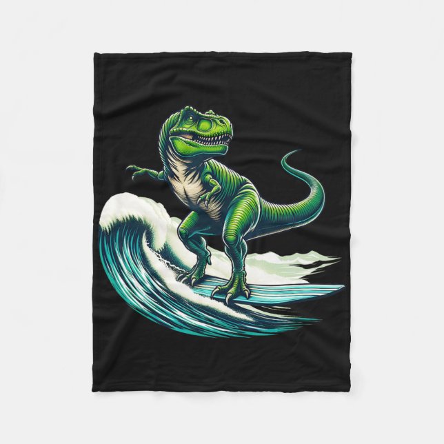 T-rex Dinosaur Surfing Surfer Surfboard Gift For M Fleecefilt (Framsidan)