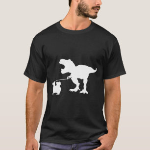 T Rex Dinosaur t Rex Walking Pomeranian Hund Pomer T Shirt