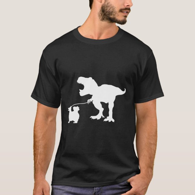 T Rex Dinosaur t Rex Walking Pomeranian Hund Pomer T Shirt (Framsida)