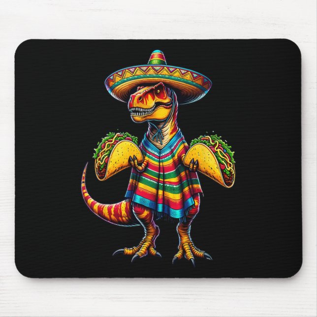 T-rex Dinosaur Taco Älskare Cinco De Mayo Sombrero Musmatta (Framsidan)