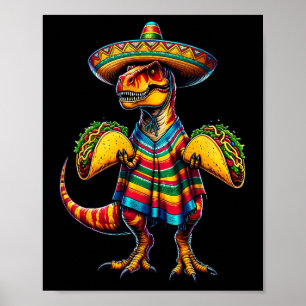 T-rex Dinosaur Taco Älskare Cinco De Mayo Sombrero Poster