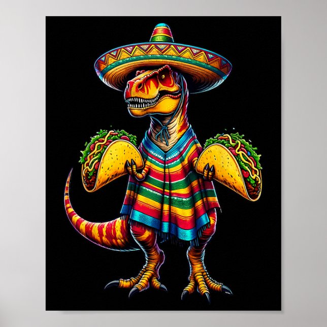 T-rex Dinosaur Taco Älskare Cinco De Mayo Sombrero Poster (Framsidan)