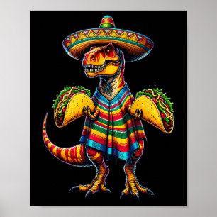 T-rex Dinosaur Taco Älskare Cinco De Mayo Sombrero Poster