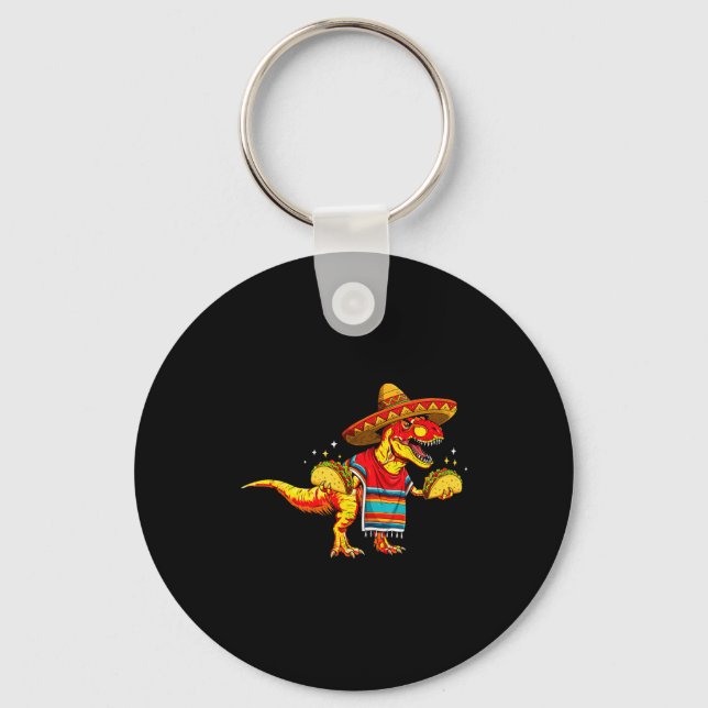 T-rex dinosaur tacokärlek cinco de mayo sombrero nyckelring (Framsida)