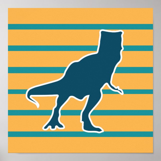 T-rex dinosaur tecknad, färgstarka pojkar poster (Framsidan)