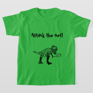 T-Rex dinosaur tennis Player med text T Shirt