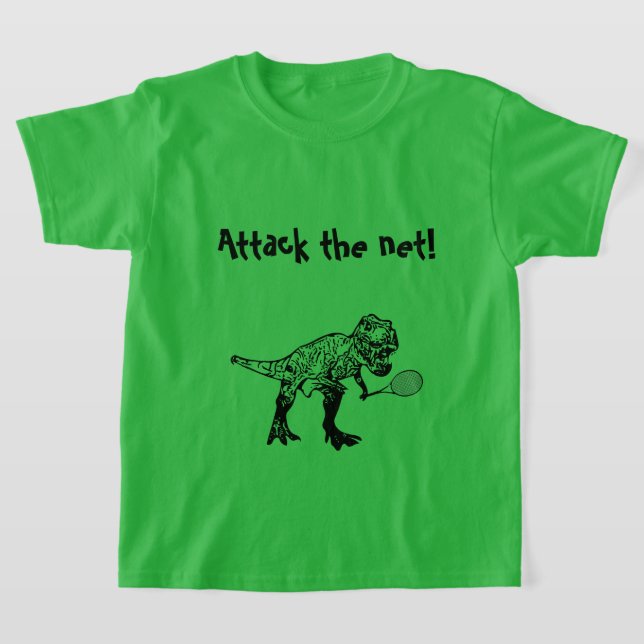 T-Rex dinosaur tennis Player med text T Shirt (Laydown)