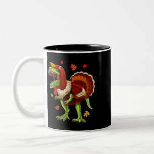 T Rex Dinosaur Thanksgiving S Turkiet Thanksgiving Två-Tonad Mugg