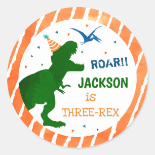 T-rex Dinosaur Three Rex Party Favor Stickers Runt Klistermärke