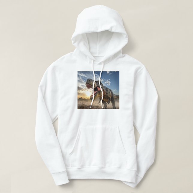 T-Rex Dinosaur Tröja | Vild Fornhistorisk Design Hoodie (Design framsida)