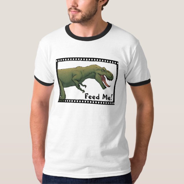 T-Rex Dinosaur Tyrannosaurus Matar mig! T Shirt (Framsida)