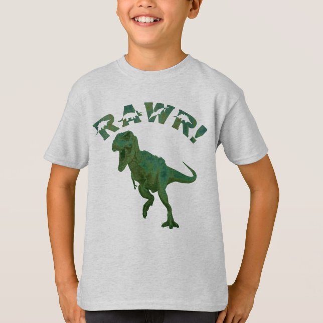 T-Rex Dinosaur Tyrannosaurus Rex RAWR Kids T Shirt (Framsida)
