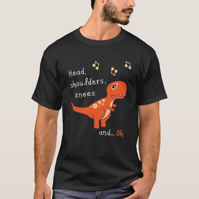 T Rex Dinosaur u2013 Head Shoulders Knees & Toes T Shirt (Framsida)