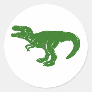 T rex dinosaur - Välj bakgrund färg Runt Klistermärke
