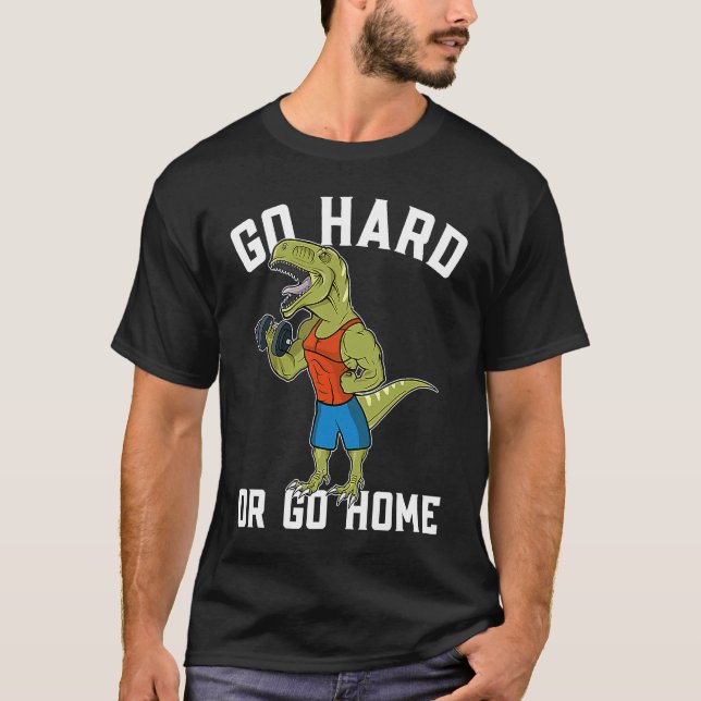 T Rex-dinosaur viktlyftning i gym  Arbetsut Shirt (Framsida)