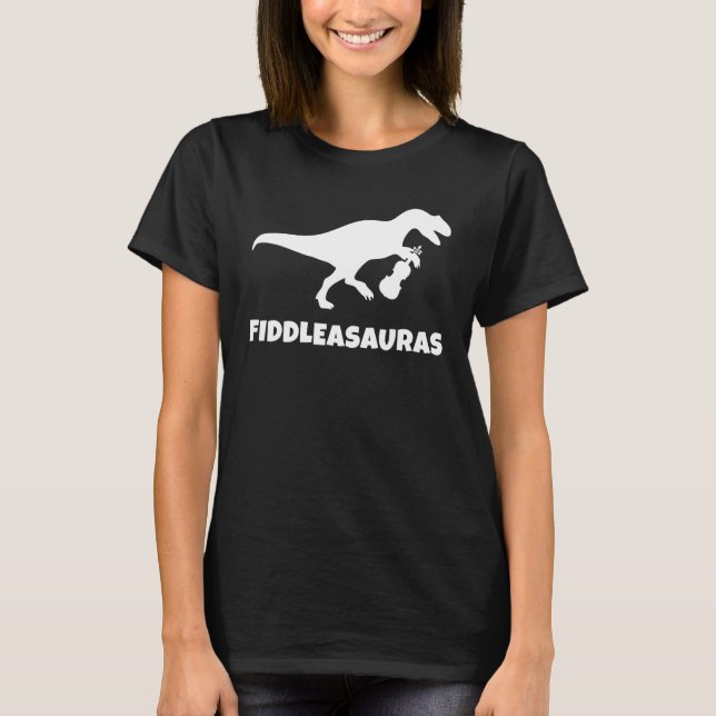 T-Rex Dinosaur Violinist Violin Fiddle Music Inr. T Shirt (Framsida)
