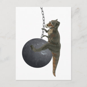 T-Rex Dinosaur Wrecking Boll Vykort