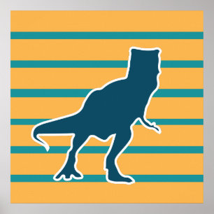 T-rex dinosaurir jurassiisk tecknad av djur poster