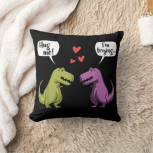 T-Rex dinosaurpar hugga mig Alla hjärtans dag roli Kudde