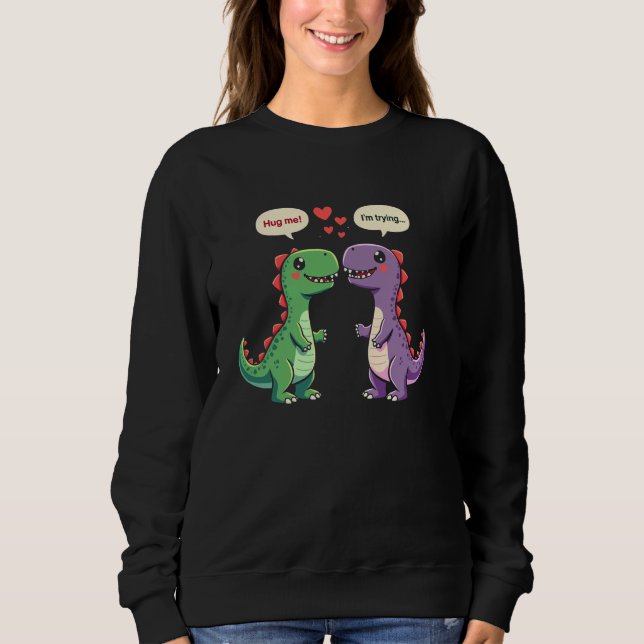 T-Rex Dinosaurpar Krama Mig Cool T Shirt (Framsida)