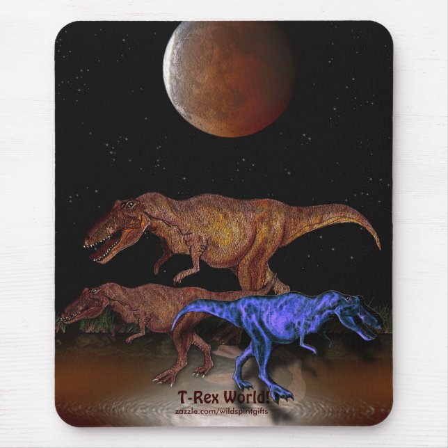 T-Rex Dinosaurs & Eclipsed Måne Mousepad Musmatta (Framsidan)
