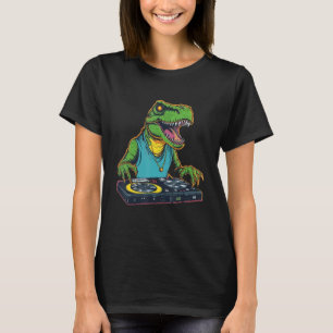 T Rex DJ Party EDM Dance Klubb Dino Disk Jockey Di Shirt