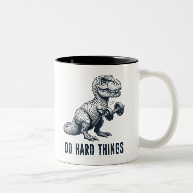 T-Rex Do Hard Sak Två-Tonad Mugg (Höger)