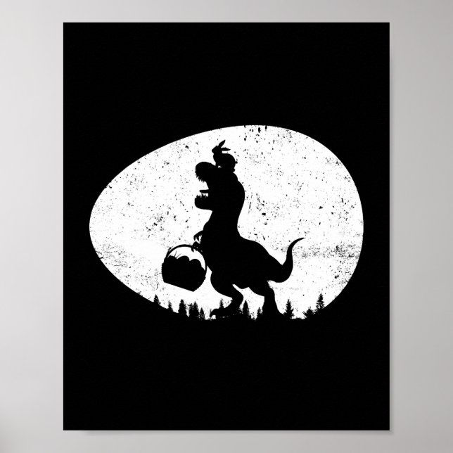 T Rex Doinosaur Påskhare Egg Boys Kids T Poster (Framsidan)